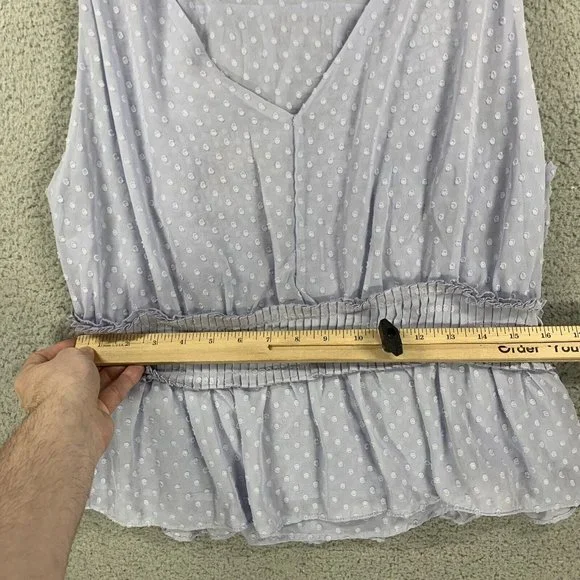 Bishop + Young Swiss Dot Ruffle Purple Tank Size Medium Lightweight NWOT - Picture 8 of 11